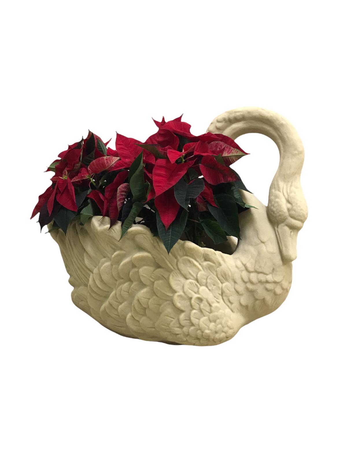 Swan Lime Stone Plastic Pot H51cm-1