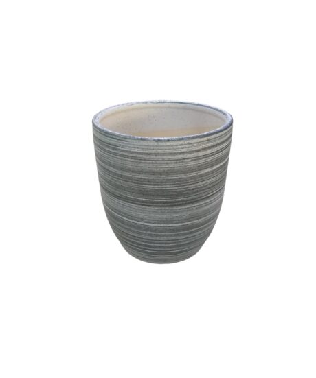 CERAMIC POT 17.5*20CM BRUSH LINE GRAY SMALL