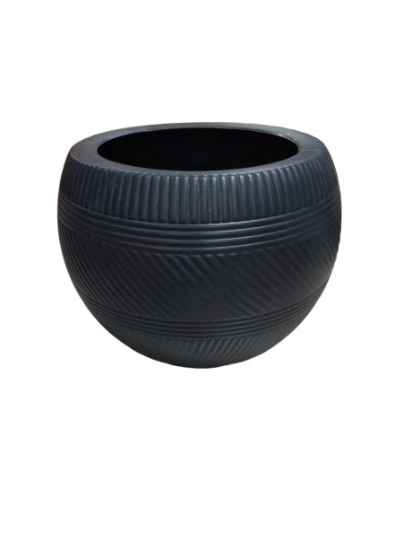 Plastic pots ball line h34xw34cm black